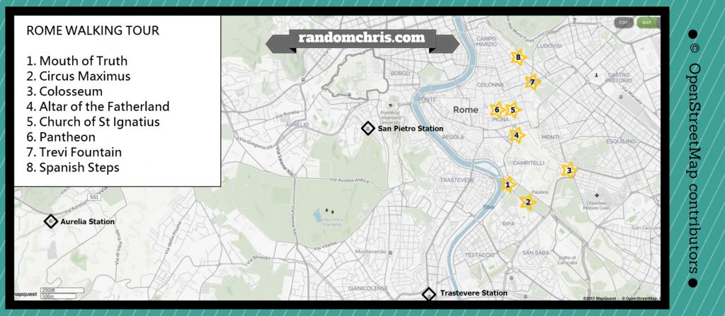 walk around rome in a daymap