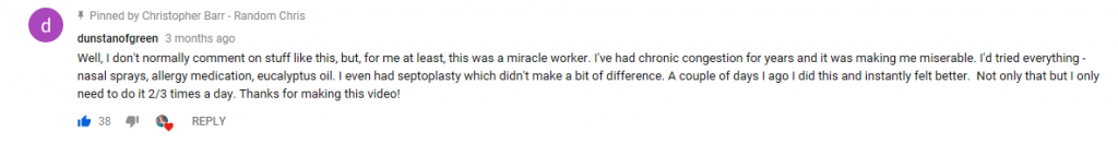 Comment from YouTube viewer